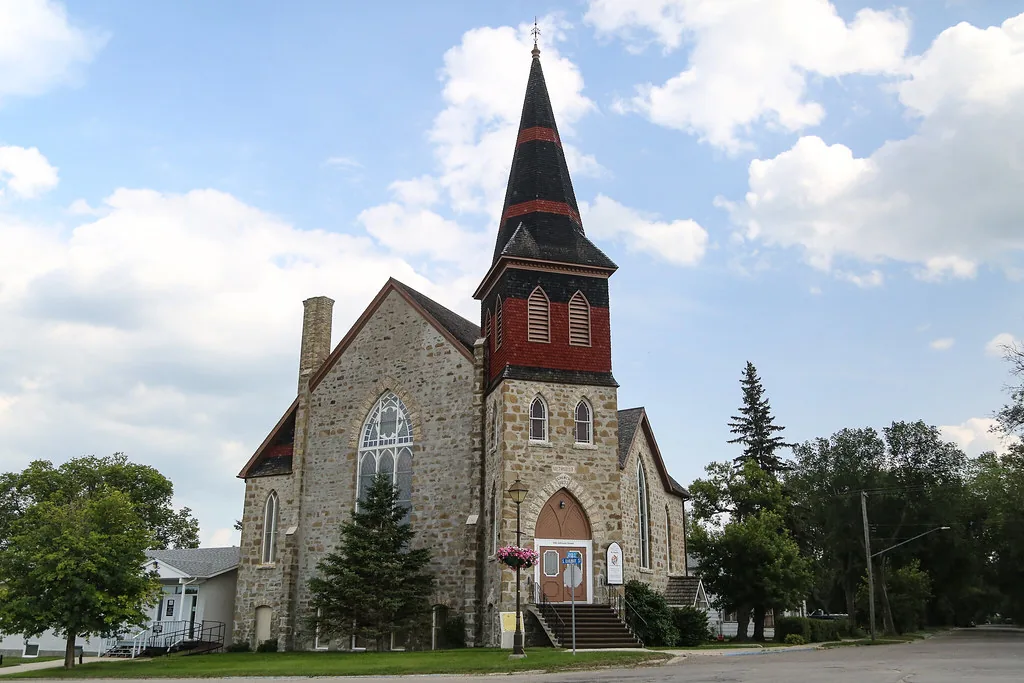 The sandstone exterior of St. Paul’s United Church, built in 1893